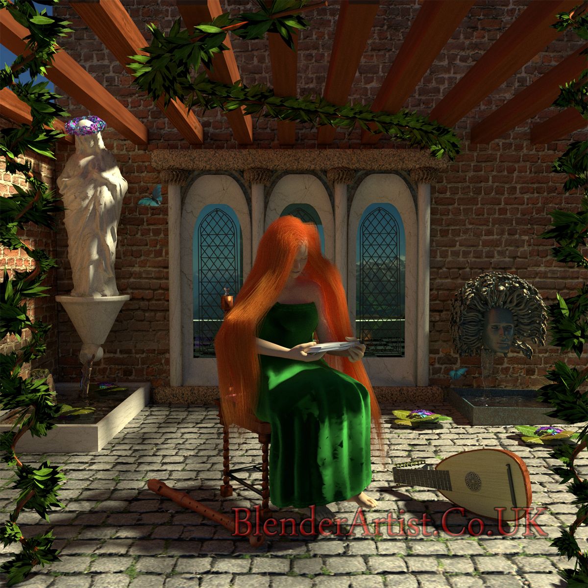 Girl Reading. © BlenderArtist.Co.Uk 2014.