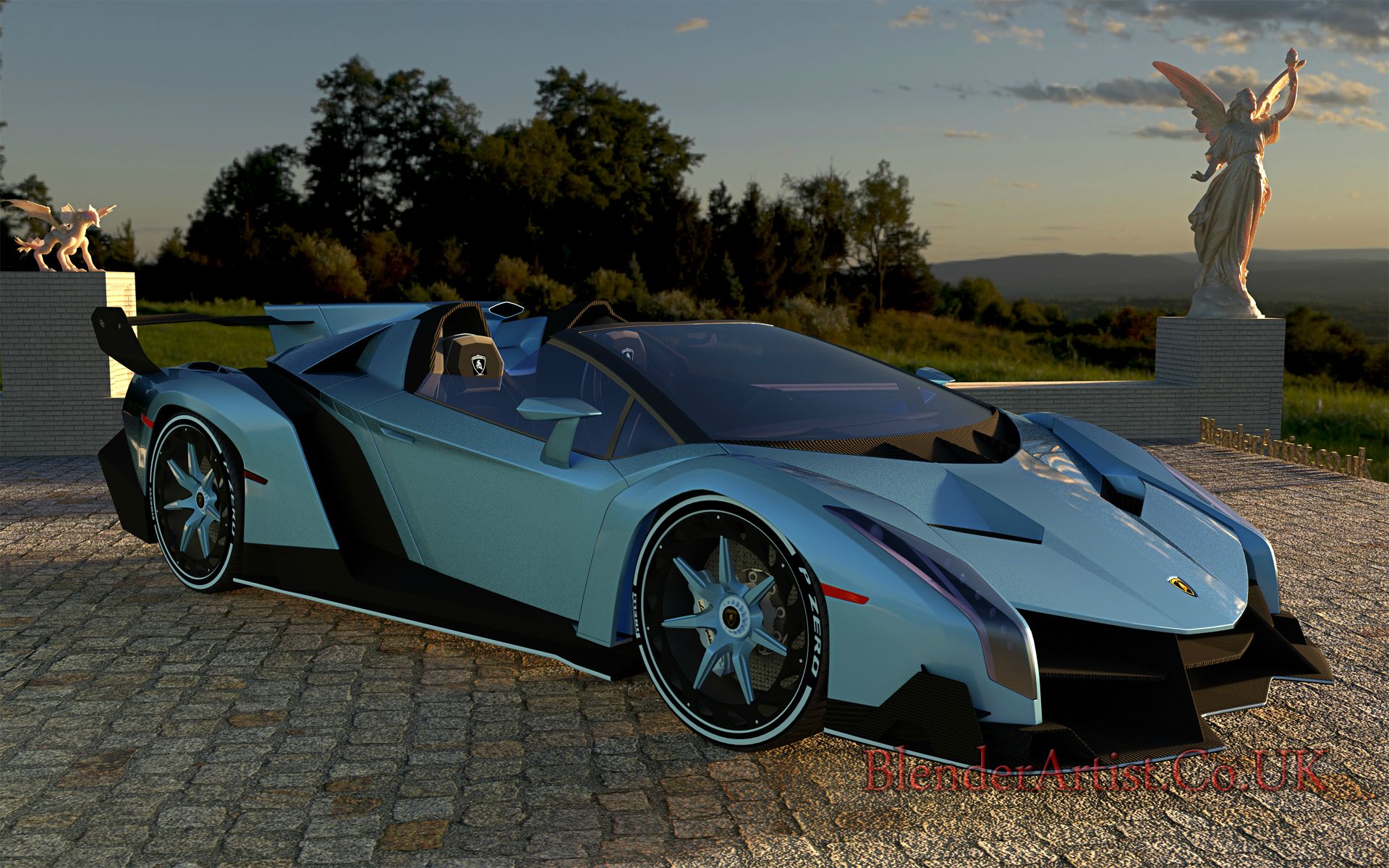 The Veneno is a beautiful looking car. Also a beautiful price. Only 14 were made in 2014 and sold at prices between $4.5M and $7.4M each. It's a permanently open top. You love it or loathe it.  © BlenderArtist.Co.Uk 2014.