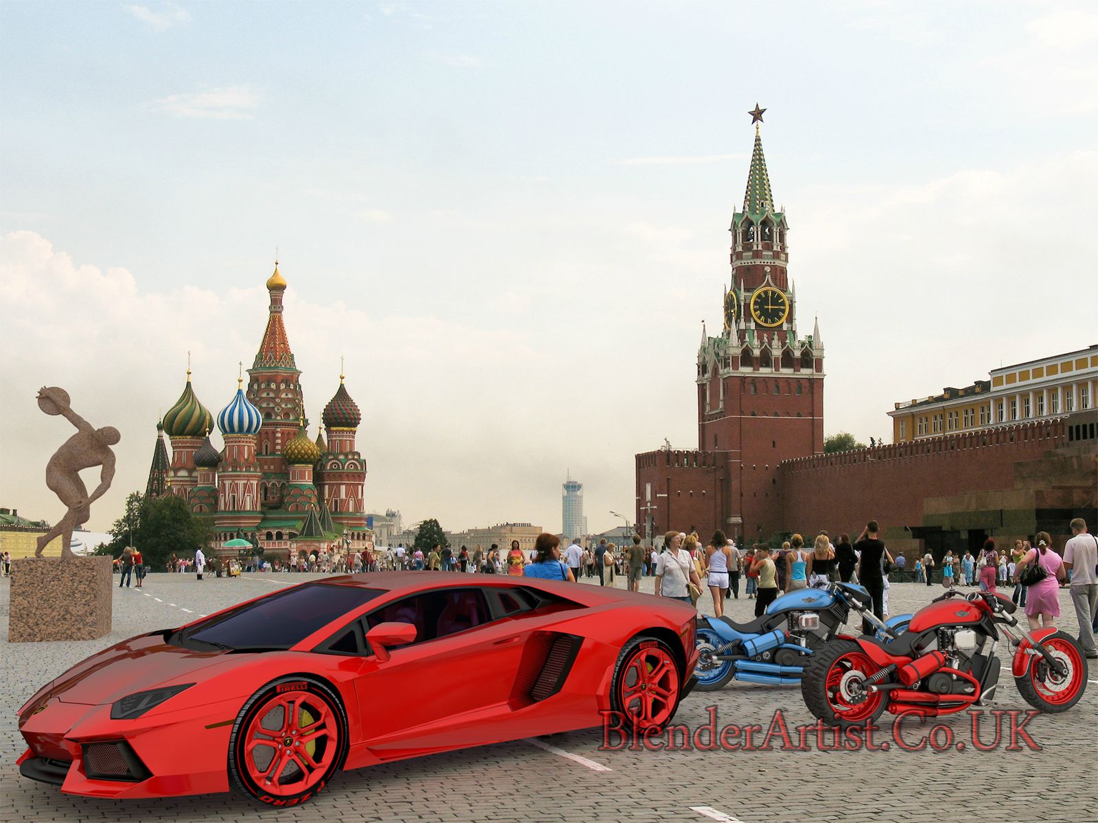 Various Models In Red Square. © BlenderArtist.Co.Uk 2014.