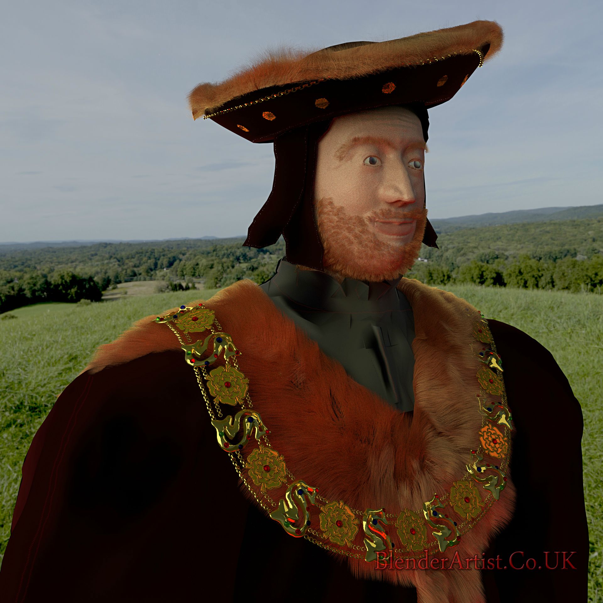 The man who was for all seasons. The jewelled collar denoted his office. A staunch Catholic who refused to acknowledge the tyrant Henry VIII as his supreme spiritual leader. He was later beheaded for this.  © BlenderArtist.Co.Uk 2015